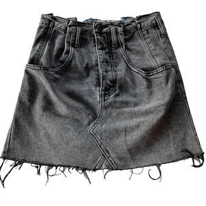 We The Free Frayed Hem Black Jean Miniskirt Size 25/XS Grunge Punk Indie Sleaze